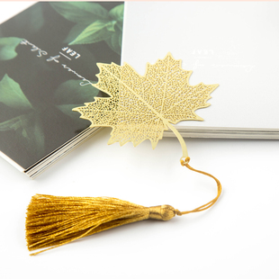 书签流苏款精纹叶脉树叶学生用梧桐叶银杏黄铜文具公司年会企业购