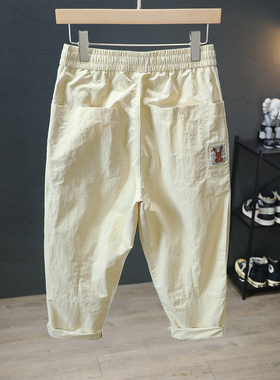 冰丝休闲裤男夏季薄款速干八分裤男直筒痞帅宽腿小个子运动8分裤