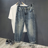 hiphop潮牌宽松直筒新塘高端男裤 裤 男春秋款 高街水洗牛仔裤 子美式