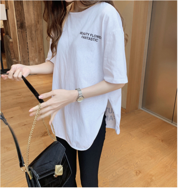 Summer new fashion letter printing short sleeve T-shirt women loose Slouchy top half sleeve T-shirt spring