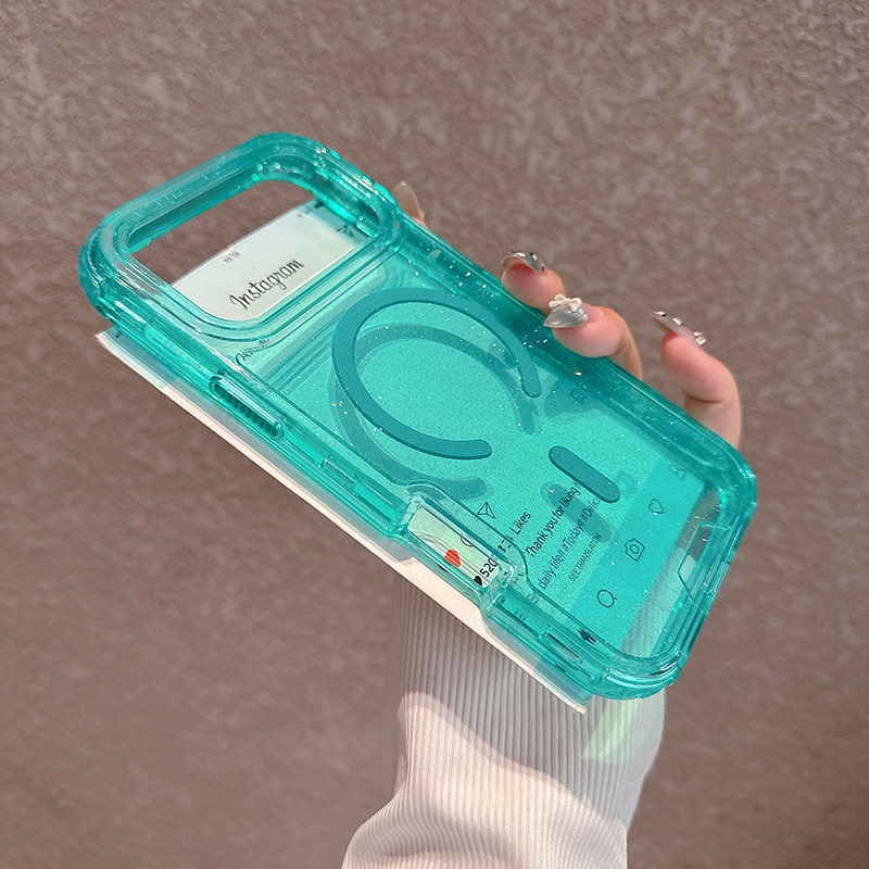 闪粉薄荷绿适用iPhone17promax手机壳magsafe磁吸17Air防摔三合一苹果16plus全包15高级感14透明13时尚保护套