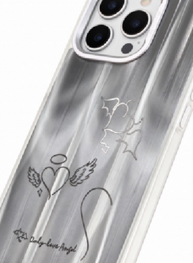 铝合金晕染灰色渐变爱心适用iPhone15 Pro max和iPhone16 pro手机壳高级感防摔硬壳时尚