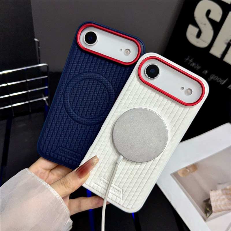 适用于苹果17手机壳商务奢华素皮壳轻薄时尚磁吸壳iPhone17Air皮质软壳金属镜头圈防摔保护套