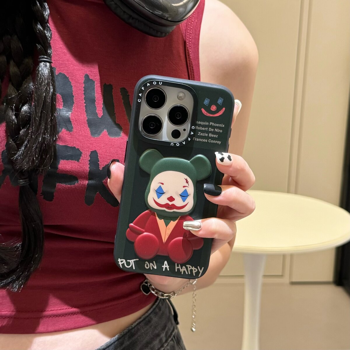 CAFAOU卡通立体3D绿色小丑时尚熊适用iPhone17promax手机壳苹果16pro保护套13个性潮牌14防摔新款情侣创意软