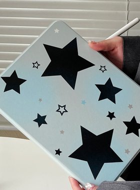 旋转ipad-蓝黑色星星适用iPad mini6(8.3英寸)简约平板电脑壳iPad Pro/Air3(10.5英寸)新款防摔iPad Air5(10.