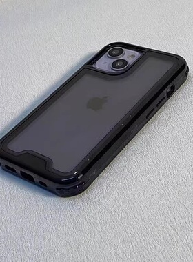 黑色三件套适用iPhone15手机壳三合一苹果16pomax全包防摔14plus高级感13mini潮牌12小众设计11厚壳男保护套