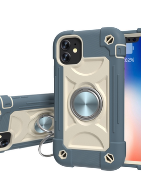 加厚硅胶三防铠甲手机壳适用苹果11全包6s防摔iPhoneXR指环7P/8plus软胶硬壳三合一组合磨砂防滑个性男女