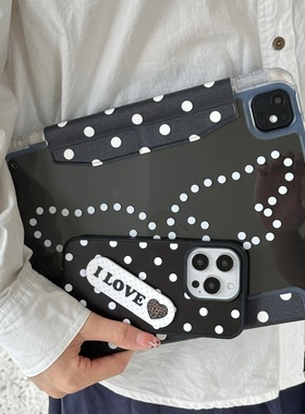 搭扣款ipad黑色波点翅膀适用iPad Pro 2021版(11英寸)平板保护套女款少女心ipad mini6 iPad 2025版 第10代 (