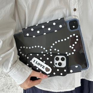 2025版 2021版 少女心ipad mini6 平板保护套女款 Pro 11英寸 第10代 搭扣款 iPad ipad黑色波点翅膀适用iPad