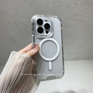 17promax适用iPhone16pro手机壳透明磁吸三合一苹果15promax全包防摔14plus高级感13小红书同款12厚壳11女套