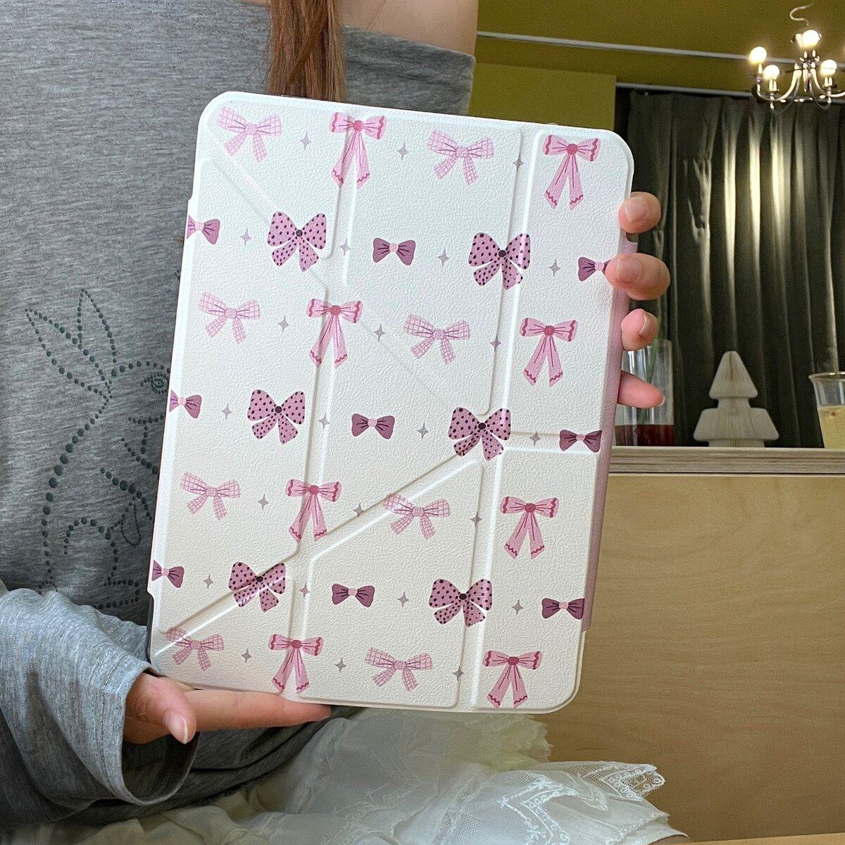 侧吸分离iPad粉色豹纹格子蝴蝶结适用iPad Pro 2021版(11英寸)平板保护套女款少女心ipad mini6 iPad 2025版