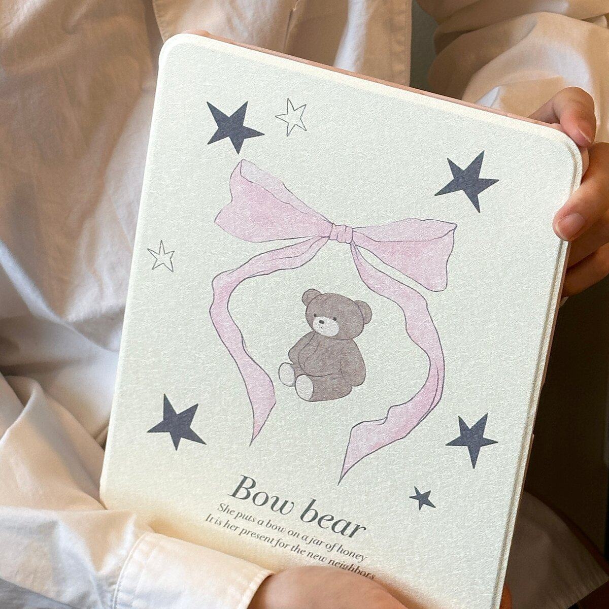 旋转ipad-芭蕾蝴蝶结小熊适用iPad Air5(10.9英寸)保护套ipad mini6平板保护套可爱卡通新款iPad Pro 2021版(