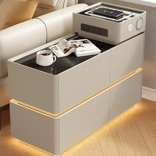 沙发侧边柜隔断置物架智能轻奢高级感客厅2025新款小茶几角几边几