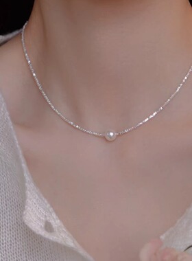 高品质碎银子珍珠项链女2026新款爆款轻奢小众小米珠锁骨链高级感
