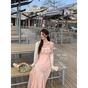 SEE YOU夏季叠穿天花板系带木耳边喇叭袖防晒衫针织开衫女261093C