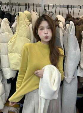 VI+唯一家十三行秋冬加厚百搭半高领加绒打底衫水水毛一体绒30296