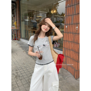 T恤女H7178 韩系减龄立体蝴蝶结设计感假两件短袖 SUSAN 十三行夏季