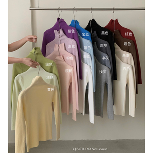 女998 Y.JIA伊嘉十三行秋冬季 简约显瘦高领多色百搭显瘦针织衫