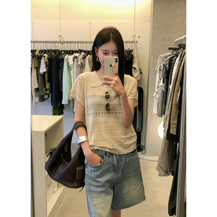 MZI STUDIO十三行夏季中性风气质翻领镂空百搭时尚针织衫女A80111