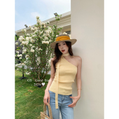 GS.GOOD 针织背心上衣女D1150 START十三行夏纯欲时髦辣妹斜肩修身