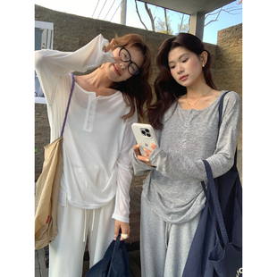 THE LIMON柠檬绿茶轻氧通勤~春夏超薄天丝宽松防晒长袖T恤女10223