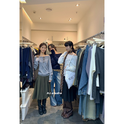 复古软糯印花字母设计感针织衫女