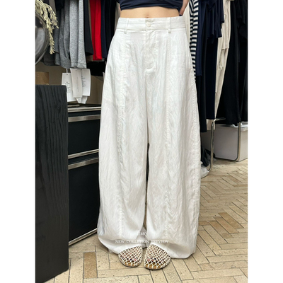 老钱前中压线薄款弯刀西裤休闲裤