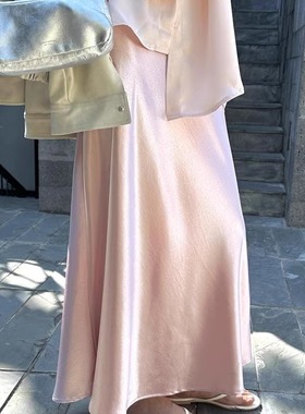 THE LIMON柠檬绿茶夏季新款高级感缎面立体珠光鱼尾裙半身裙子女