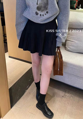 Kisssister针织百褶半身裙女