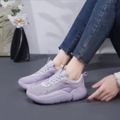 外贸春秋女时尚 百搭网面透气云朵厚底增高轻便休闲缓震运动老爹鞋