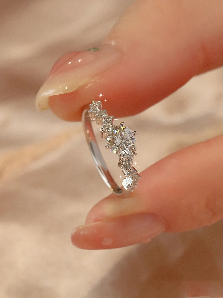 시크릿 블루 독립 디자인 스타 드림 MOISSANITE 다이아몬드 반지 여성 라이트 럭셔리 고품질 18K 로즈 골드 제안 반지
