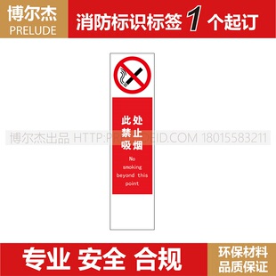 XF810安全指示标识牌 推门逃生标识 标牌 此处禁止吸烟提示警示牌