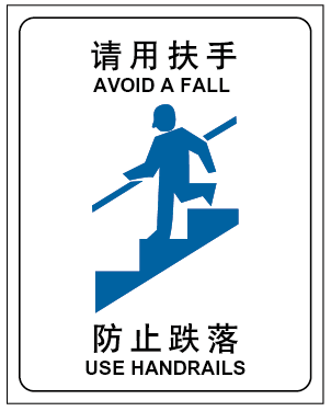 A2204博尔杰安全提醒小心警告警示标识牌告示牌注意滑跌 请用手扶