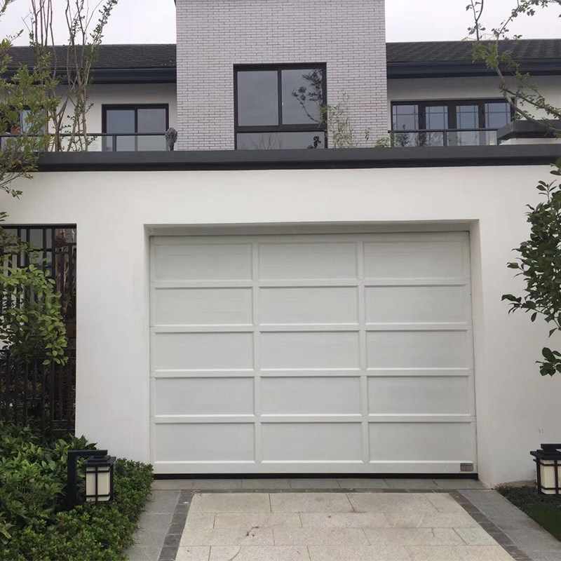 铝合金车库翻板门定制 木纹色自动遥控感应别墅格子门 电动车库门