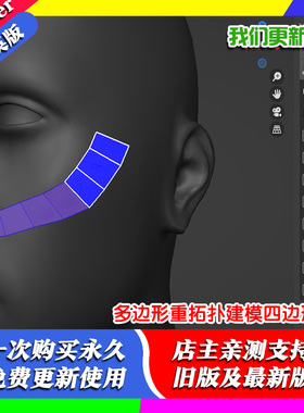 Blender插件QuadPatch 1.20多边形重拓扑建模四边形面 Quad Patch