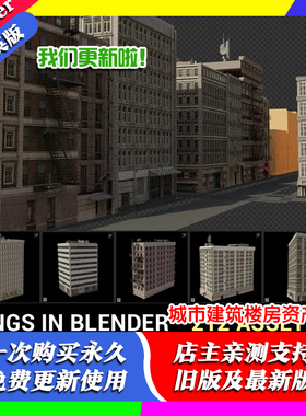 blender预设 Editing Buildings Asset Pack 城市建筑楼房资产库