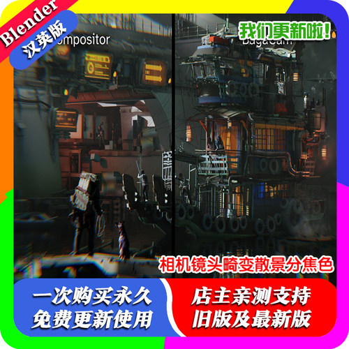 blender插件中文 Baga Cam OSL 实时相机镜头效果畸变散景分焦色