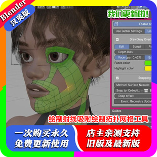 Blender插件 Draw Xray 4.24吸附绘制拓扑网格工具透视重构中文版