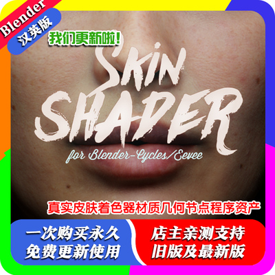 blender预设 Skin Shader 真实皮肤着色器材质几何节点程序资产