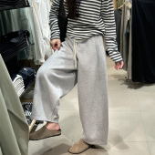 女春季 流行穿搭卫裤 大码 小个子九分休闲阔腿运动裤 胖mm显瘦弯刀裤