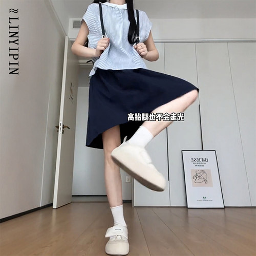 藏青色五分短裙是小个子的天菜！