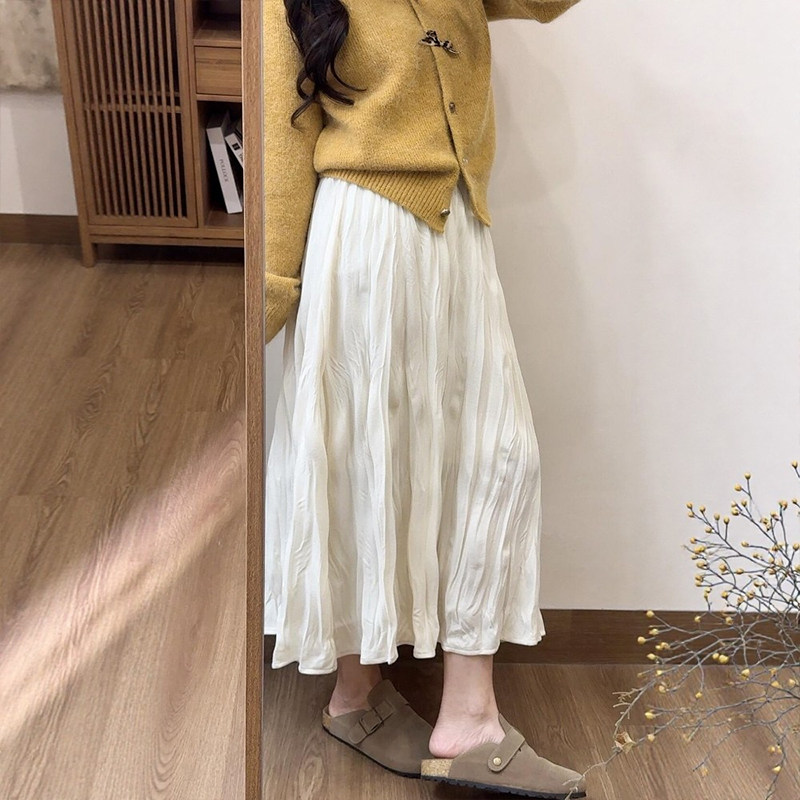 韩里韩气褶皱白色半身裙女春季a字百褶大码中长款绝美巨好看裙子,女装/女士精品,大码半身裙,淘宝优惠券,粉丝福利购,淘宝优惠卷