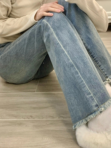 美式喇叭裤女2024新款春季大码胖妹妹梨形身材显瘦垂坠感牛仔裤