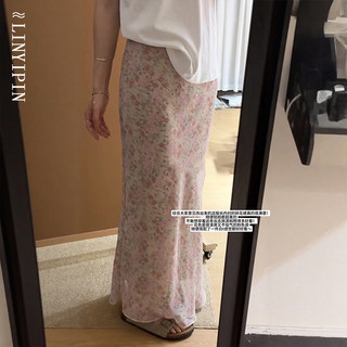 法式碎花雪纺半身裙女2025新款夏季大码显瘦休闲直筒鱼尾包臀长裙