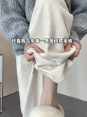 子冬胖mm大码 阔腿裤 女窄版 2026加绒白色裤 直筒糯米裤 小个子显瘦潮