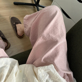 日系粉色气球裤 胖mm九分阔腿灯笼奶芙裤 女小个子巨好看云朵裤 大码