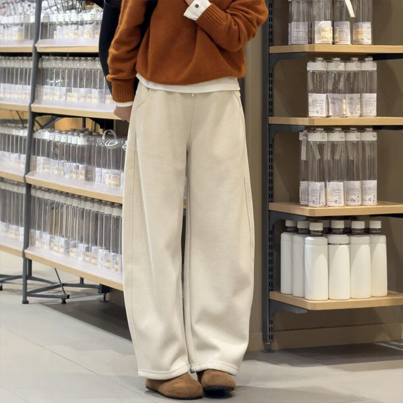 慵懒风休闲米白色弯刀裤女梨形遮胯显瘦大码胖mm运动镰刀阔腿裤子,女装/女士精品,大码裤装,淘宝优惠券,粉丝福利购,淘宝优惠卷