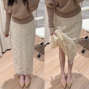 小香风白色蕾丝包臀鱼尾半身裙轻奢高级感大码 梨形伯克利裙子 女装