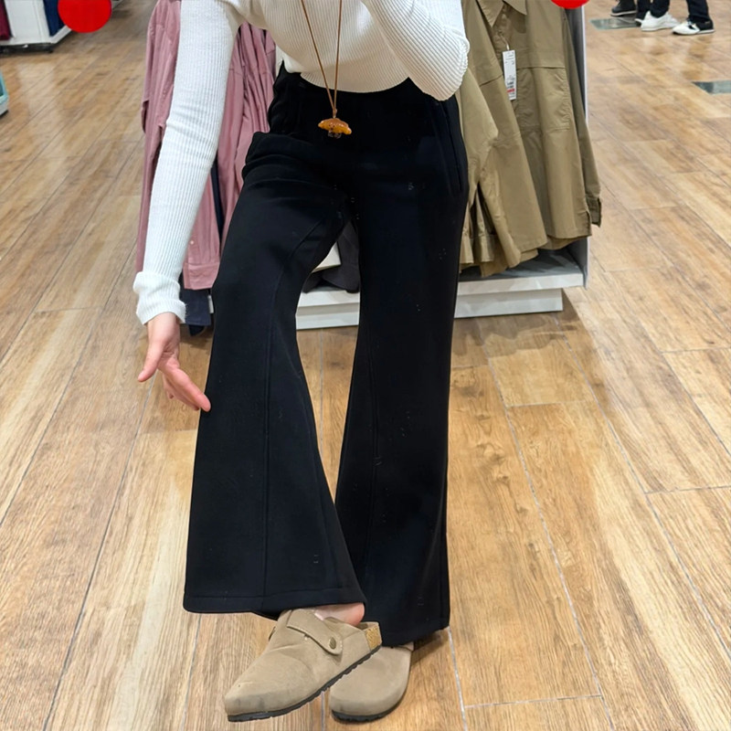 黑色喇叭运动裤加绒胖mm大码显瘦慵懒春季不贴腿女款裤子微喇卫裤,女装/女士精品,大码裤装,淘宝优惠券,粉丝福利购,淘宝优惠卷