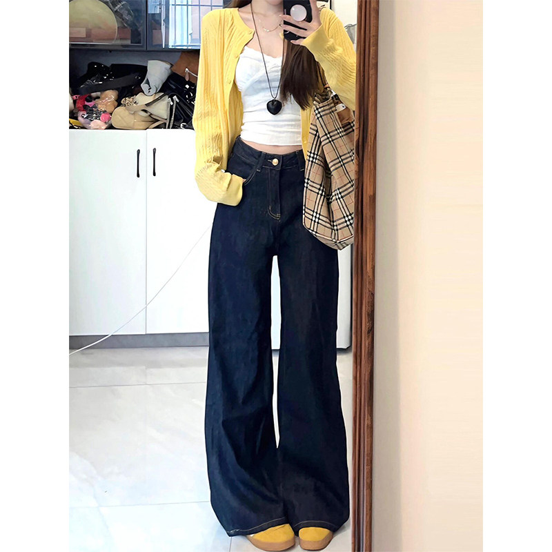 秋季丹宁深蓝色直筒牛仔裤大码胖mm梨型身材裤子显瘦遮肚阔腿长裤,女装/女士精品,大码裤装,淘宝优惠券,粉丝福利购,淘宝优惠卷